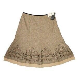 Dué Per Dué Skirt Womens Size 12 Gray Snake Charmer Designer Embroidered NWT
